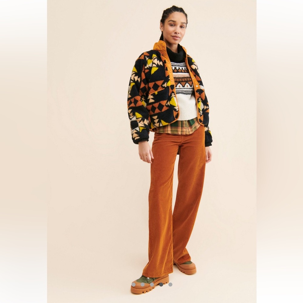 Free People Hit the Slopes Printed Fleece Jacket